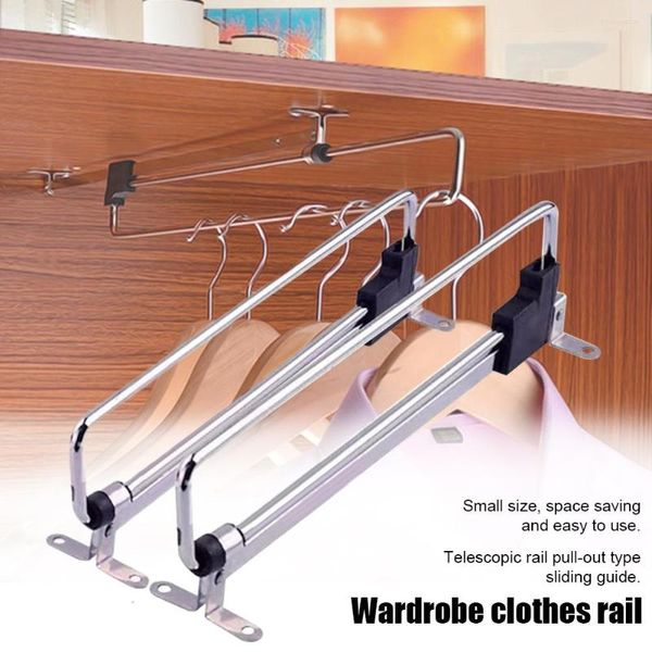 Cintres tirer Rail coulissant ménage placard fer tringle à vêtements robuste rétractable gain de place armoire suspendue armoire