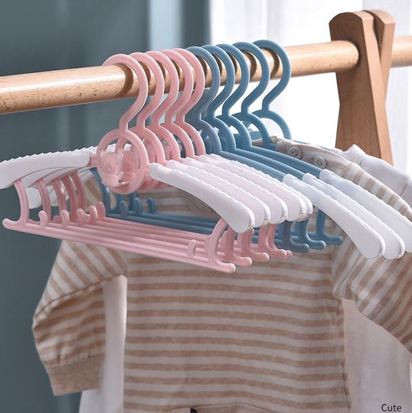 Cintres Racks 10 / 20pcs Mignon Télescopique Bébé Placard Organisateur Enfants Vêtements Rack Manteaux Séchage Garde-Robe De Stockage Gain D'espace 230211