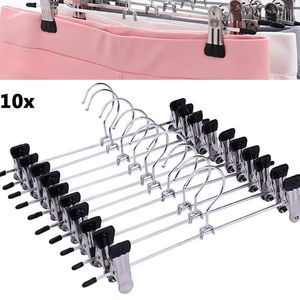 Hangers Racks 10 Pcs Rack Clip Stainless Steel Trousers Wardrobe Anti slip Clothespin Pants Clamp Clothes Hanger for Skirts 230520
