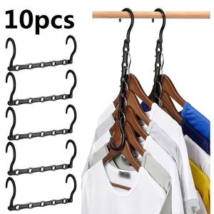 Cintres Racks 10 pièces gain de place magique noir support en plastique robuste organisateur de vêtements lourds pour dortoirs appartements petit placard 230921