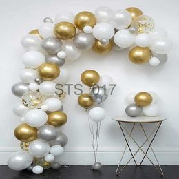 Cintres Racks 117pcs Or Argent Métallique Confettis Ballons Garland Arch Kit Décoration De Mariage Anniversaire Baby Shower Party Backdrop Stand x0710