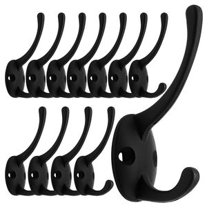 Hangers Racks 12 Pack Black Coat Hooks Wand Mounted met Retro Double Utility voor Coat, Sjaal, Tas, Handdoek, Key, Cap