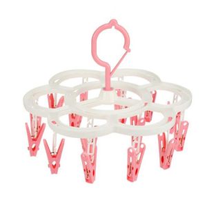 Hangers Rekken 16 Clips Opvouwbare wasdroger Hanger Kinderen Volwassenen Wasdroger Winddichte Sokken Ondergoed Plastic Droogrek Organizer