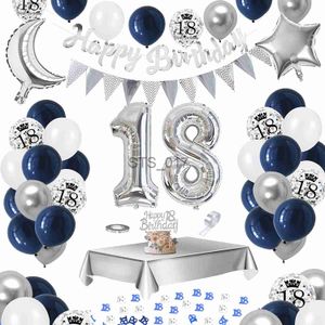 Cintres Racks 18ème 30ème Anniversaire Ballons Décor 40 50 Ans Décorations De Fête D'anniversaire pour Hommes Femmes Bleu Confettis Ballon Garland Arch x0710