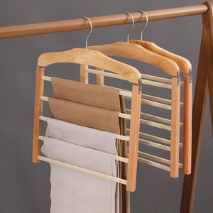 Cintres Racks 1 Pcs Multicouche Pantalon Rack Épaissi Durable En Bois Coupe-Vent Pantalon Serviette Séchage Garde-Robe Organisateur De Stockage Économiseur D'espace 230710