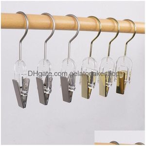 Cintres Racks 2 Pcs Transparent Crochets Vêtements Crochet En Acier Inoxydable Pince À Linge Pour La Maison Magasin De Vêtements Drop Delivery Garden House Dhp78