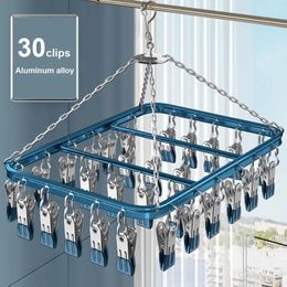 Hangers Racks 30 Clips en alliage d'aluminium sèche-linge cintre chaussettes sous-vêtements organisateur pour étendoir de haute qualité coupe-vent étanche 231007