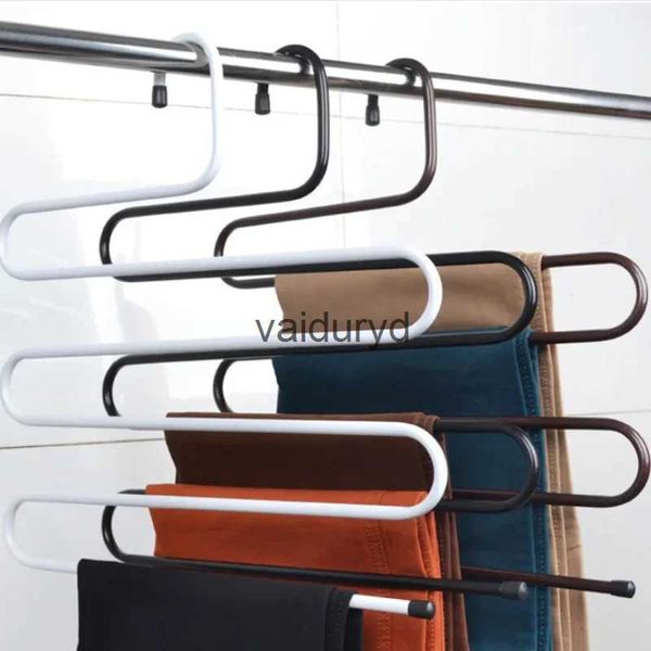 Cintres Racks 5 couches en forme de S cintre ltifonctionnel anti-dérapant en acier inoxydable pantalon rack armoire rangement écharpe rack fer pantalon rackvaiduryd