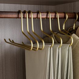 Hangers Racks 5 stks Non-slip broek Rack Trouser Drying Hangers Goud/Sliver massief metaal Open Pant opbergruimte Saver Wardrobe Organzier 230227