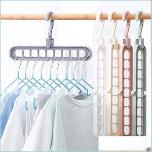 Hangers rekken 9 gat mtifunctionele vouwhangers ruimte redden 360 roterende magische hanger huis garderobe drogende kleding opslag rac dhe8u