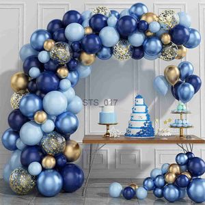 Hangers Racks Blue Metallic Balloons Garland Kit Gold Confetti Balloon Arch Birthday Party Decoration Kids Wedding Birthday Baby Shower Boy x0710