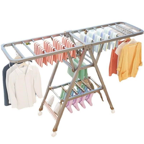 Cintres Racks Cintre Plancher Pliant Intérieur Ménage En Acier Inoxydable Bébé Simple Balcon Couette Séchage Drop Livraison Accueil Gard Dhctn