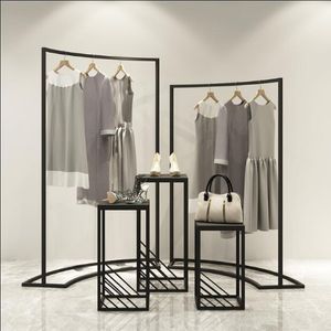 Hangers Racks Clothing Store Display Rack in the Island Cabinet Femme's Shop Horizontal Bar Iron Art 300W