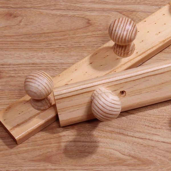 Perchas Bastidores El Gancho de madera Bolsa 3 Ganchos Colgador de pared Perchero colgante de madera Bufanda de seda creativa para el hogar -M Inicio