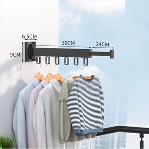 Cintres Racks Pliant Cintre Fixation Murale Rétractable Tissu Etendoir Intérieur Extérieur Gain De Place En Aluminium Maison Blanchisserie Corde À Linge cghng 230621