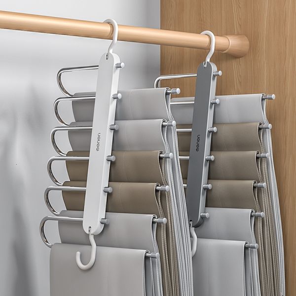 Cintres Racks Pliant Pantalon Rack Multifonctionnel Multicouche Ménage Clip Garde-Robe De Stockage 230505