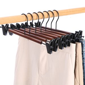 Hangers rekken hanger voor broek houten metalen kledingrek met clips mode rok klem kledingkast organisatoren houten broek broek hangers 230316