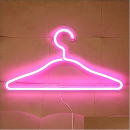 Hangers rekken LED Kledingrekken De neon lichte kamer versieren gekleurde lichten originaliteit bruiloft vaste jas hangers nacht feest 28h dhk1u