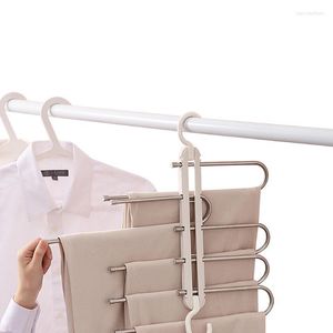 Hangers Racks broek 5-laags roestvrijstalen multifunctionele opvouwbare ruimte reddende garderobe kledingrek hanger houders