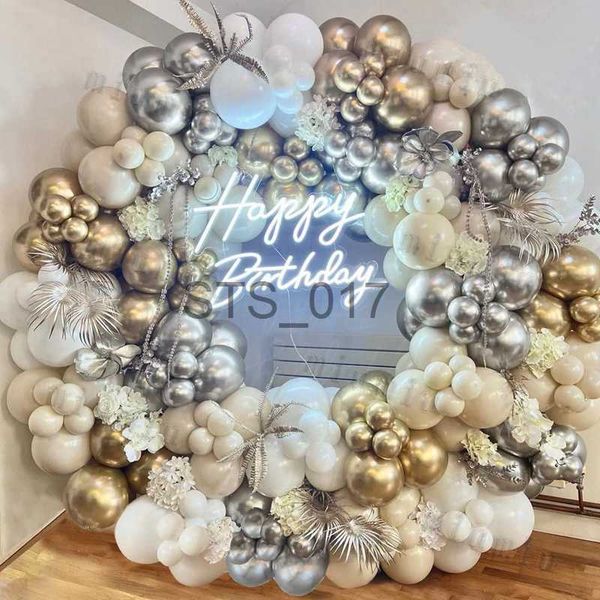 Cintres Racks Sable Blanc Décor De Mariage Ballon Garland Arch Kit Joyeux Anniversaire Fête En Métal Or Argent Latex Baby Shower Décoration Ballons x0710