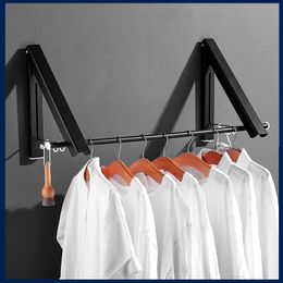Hangers rekken muur gemonteerd vouwkleding droogstang buiten balkon onzichtbare ruimte aluminium kledingrek huis badkamer accessoires 230330
