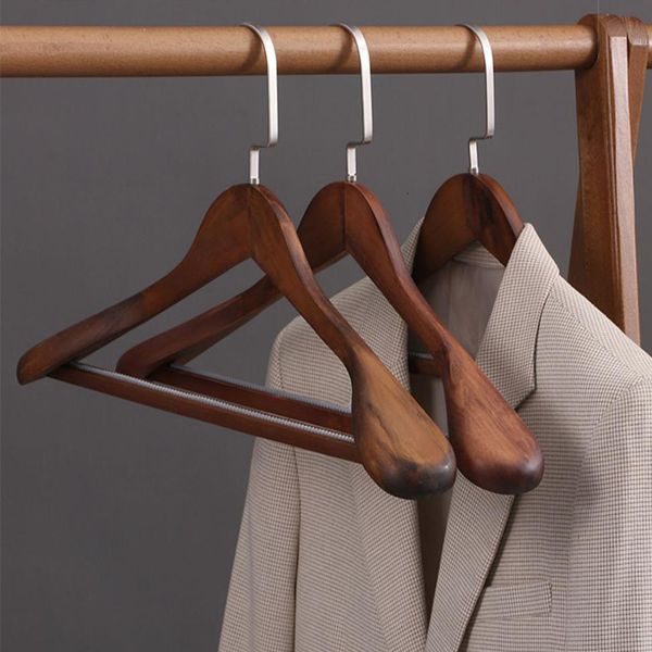 Cintres Racks Cintre en bois épaule large antidérapant pantalon bar ensemble cintre maison garde-robe organisateur luxueux cintre en bois 230408