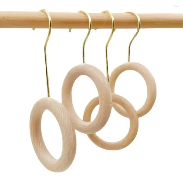 Cintres Porte-écharpe En Bois Multi-fonction Cercle Incassable Robuste Durable En Gros Cintre Crochet Anneau Chapeau Clip Créatif À Double Tête