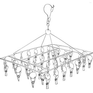 Hangers Sock Drying Rack With 36 Pegs Stainless Steel Hanging Swivel Wind-proof Laundry Drip Hanger Foldable For