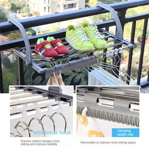 Hangers Roestvrijstalen Multifunctionele Droogrek Handdoek Opvouwbare Balkon Schoen Zelfstandige Haak Douche Badkamer Accessoires