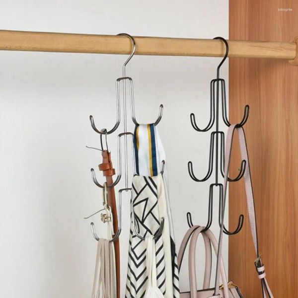 Hangners de courroie de rack de manteau à trois couches Horaire de rangement de placard à usage multiple lourd avec 3 couches 6 crochets anti-glissement pour l'épaule