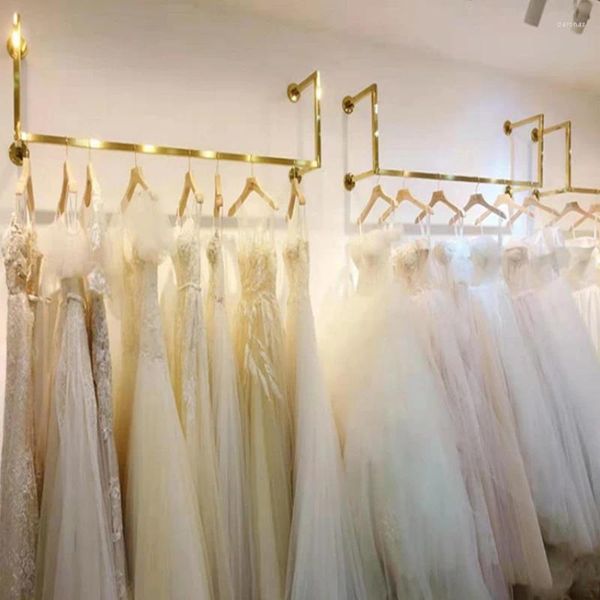 Cintres pour robe de mariée, présentoir mural en acier inoxydable pour magasin de vêtements pour femmes, cintre suspendu au plafond