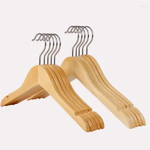 Hangers Groothandel El Suits 10 stuks Stevige en roterende metalen haak Houten met inkepingen Antislip voor kleding