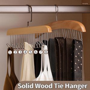 Hangers Houten Riemen Hemdje Kleerhanger 8 Haken Stropdas Hoeden Organizer Rack Antislip Ruimtebesparend Garderobe Kledingopslaghouder