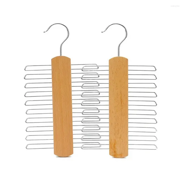 Colgadores de madera corbata de madera colgadora de ropa anti-deslizamiento multifuncional para corbatas accesorios de bufanda