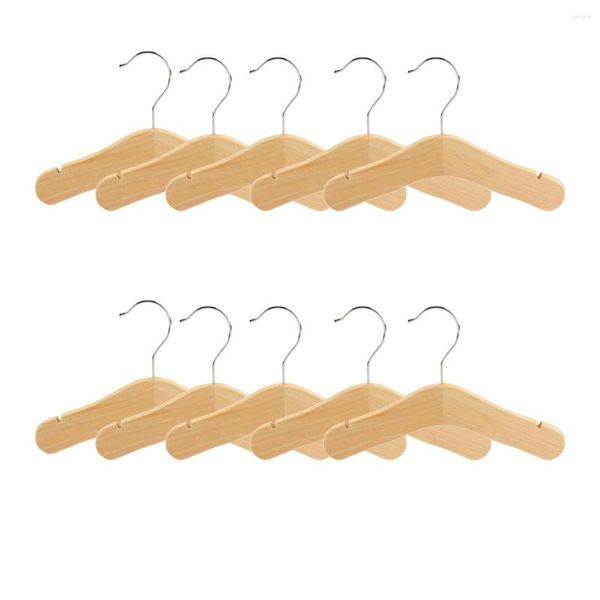 Perchas de madera para bebés y niños, diseño de hombro con muescas para decoración de ropa para niños, paquete pequeño de 10