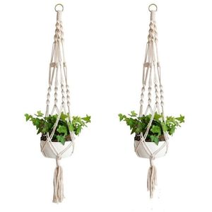 Paniers suspendus Pot de fleurs porte-plante Pot macramé plante cintre suspendu jardinière panier corde de jute tressé artisanat décor Vintage DLH446