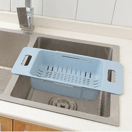 Opknoping Manden Keuken Sink Steeking Afvoer Groente Fruit Verstelbare Drainer Mand Zuigbeker Sponge Rack Storage Tool Filter Plank