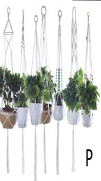 Hangende manden Macrame Handgemaakte katoenen touw Pothouder Plant Hanger Bloem voor binnen Outdoor Boho Home Decoration Countyard Gard4328189