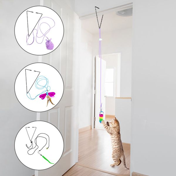 Suspendre la porte de chat jouet jouet interactif chat jouet auto-hi porte suspendue élastique drôle de souris en peluche jugetes para gatos gatti gochi