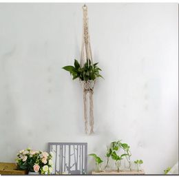 Panier de fleurs suspendu tressé fait à la main Style bohème paniers de suspension maison mur décorer Pot offre spéciale 17 5jja BB