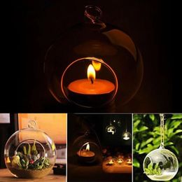 Hanging Glass Terrarium Globe Tea Light Candlers Succulents Succulents Vase Hangle pour la fête de mariage à la maison DÉCOR DE SURDOOR INDOOR