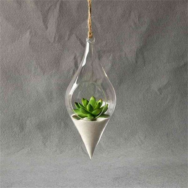 Vase en verre suspendu suspendu Terrarium plante créative fleur conteneur transparent vase intérieur décoration de la maison fête de mariage décor 210409