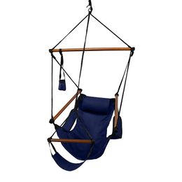 Chaise hamac suspendue Camp Air, chevilles en bois, bleu