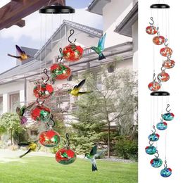 Hangende kolibrie -voeder met bloemvorm voeding Poorten 6 voederballen Buiten Bird Feeder voor tuinwerf Patio 240407