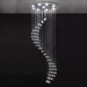 Villa escalier hall lustres LED moderne minimalisme éclairage Restaurant lampe en cristal Long lustre luminaire ZG8016 #