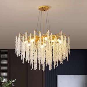 Lumière suspendue moderne or luxe salon chambre à coucher chambre à manger lustre à lampe à cristal lampe nordique