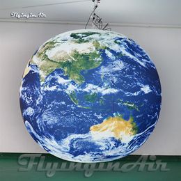 Opknoping Verlichting Opblaasbare Aarde Ballon 1.5m 2m 3m Diameter Planeet Bal Aangepaste Grote Opblaasbol Voor Nachtclub En Bar De284g