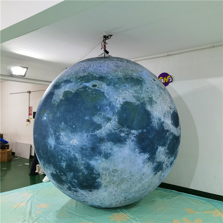 Colgante de infladores iluminados Planeta inflable globo luna con tira y soplador LED para la decoración de la etapa de techo de lanchclub