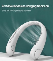 Hangende nekventilator Nekband Luie nek Handen Koeling Bladeless USB Mini Fans Sport 3 snelheden 360 graden roterend6809799