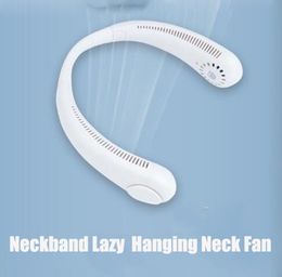 Hangende nekventilator Draagbare nekband Luie nek Handsfree koeling Bladloze USB-miniventilatoren 1200 mAh Batterij Sport 3 snelheden 360 graden draaibaar Met doosverpakking